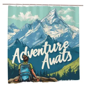 Orval Adventure Awaits with Mountain View Polyester Fabric Waterproof Shower Curtain