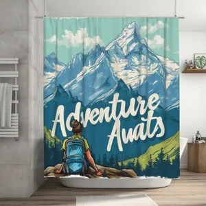 Orval Adventure Awaits with Mountain View Polyester Fabric Waterproof Shower Curtain