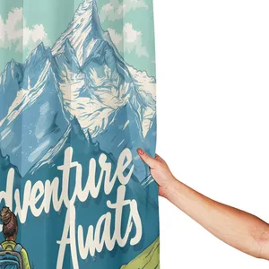 Orval Adventure Awaits with Mountain View Polyester Fabric Waterproof Shower Curtain