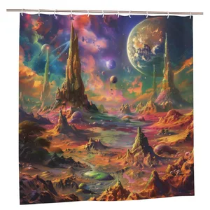 Orval Alien Planet Landscape Polyester Fabric Waterproof Shower Curtain