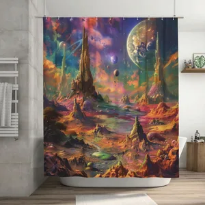 Orval Alien Planet Landscape Polyester Fabric Waterproof Shower Curtain