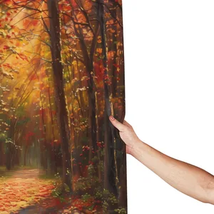 Orval Autumn Forest Pathway Polyester Fabric Waterproof Shower Curtain