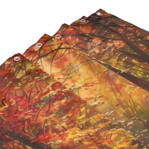 Orval Autumn Forest Pathway Polyester Fabric Waterproof Shower Curtain