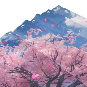 Orval Cherry Blossom Tree in Spring Polyester Fabric Waterproof Shower Curtain