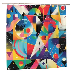 Orval Colorful Geometric Shapes Polyester Fabric Waterproof Shower Curtain