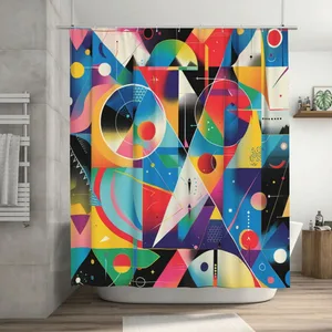 Orval Colorful Geometric Shapes Polyester Fabric Waterproof Shower Curtain