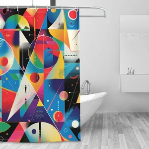 Orval Colorful Geometric Shapes Polyester Fabric Waterproof Shower Curtain