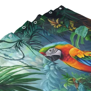 Orval Colorful Parrot in Rainforest Polyester Fabric Waterproof Shower Curtain