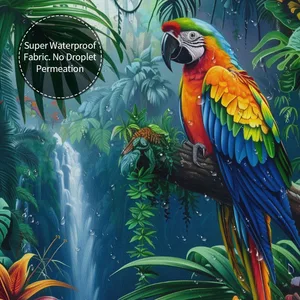 Orval Colorful Parrot in Rainforest Polyester Fabric Waterproof Shower Curtain