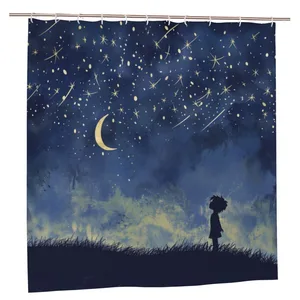 Orval Dream Big with Starry Night Sky Polyester Fabric Waterproof Shower Curtain