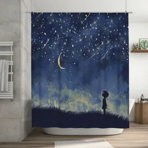 Orval Dream Big with Starry Night Sky Polyester Fabric Waterproof Shower Curtain