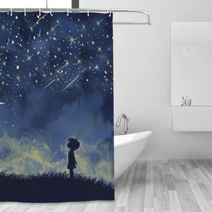 Orval Dream Big with Starry Night Sky Polyester Fabric Waterproof Shower Curtain