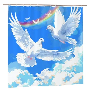 Orval Love and Peace with Doves Polyester Fabric Waterproof Shower Curtain