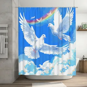 Orval Love and Peace with Doves Polyester Fabric Waterproof Shower Curtain