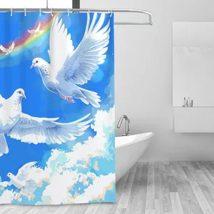 Orval Love and Peace with Doves Polyester Fabric Waterproof Shower Curtain