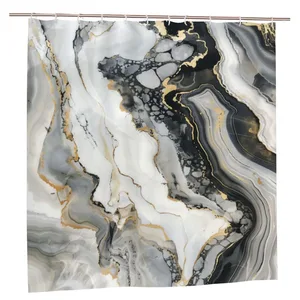 Orval Marble Texture Patterns Polyester Fabric Waterproof Shower Curtain