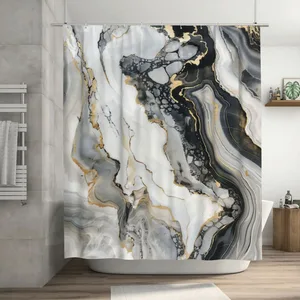 Orval Marble Texture Patterns Polyester Fabric Waterproof Shower Curtain