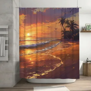 Orval Sunset Beach Landscape Polyester Fabric Waterproof Shower Curtain