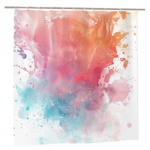 Orval Watercolor Splashes Polyester Fabric Waterproof Shower Curtain