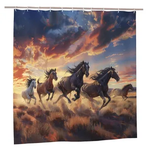 Orval Wild Horses Running Polyester Fabric Waterproof Shower Curtain