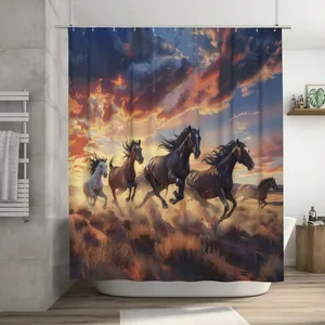 Orval Wild Horses Running Polyester Fabric Waterproof Shower Curtain