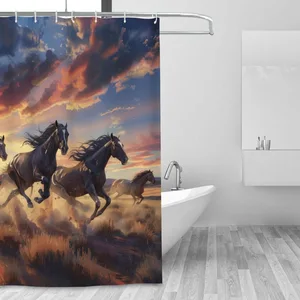 Orval Wild Horses Running Polyester Fabric Waterproof Shower Curtain